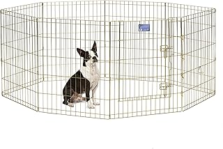 Foldable Metal Dog Exercise Pen with Door, 16 sq ft