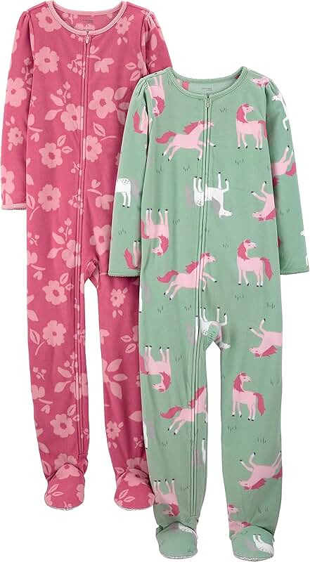 Girls' 2-Pack Loose-Fit Fleece Pajamas