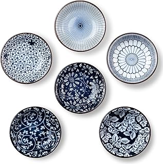 Set of 6 Small Ceramic Dipping Bowls, 3 oz, Blue