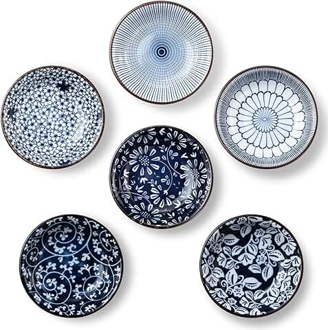 Set of 6 Small Ceramic Dipping Bowls, 3 oz, Blue