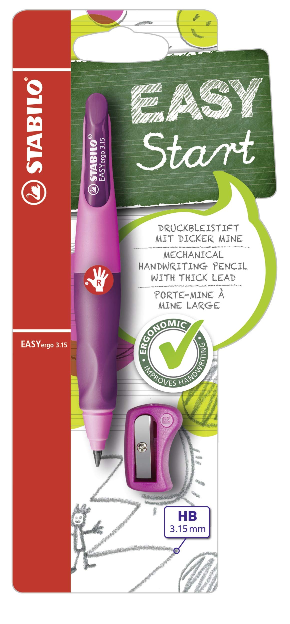 Ergonomic Mechanical Pencil for Right-Handed, Pink/Lilac
