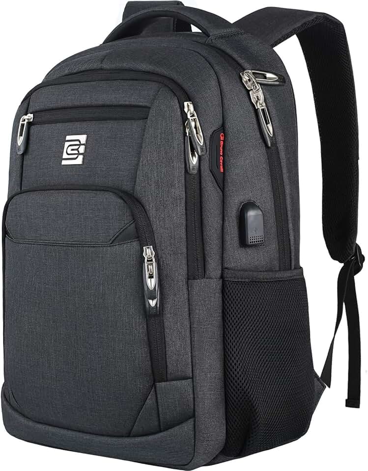 Slim water-resistant laptop backpack with USB port