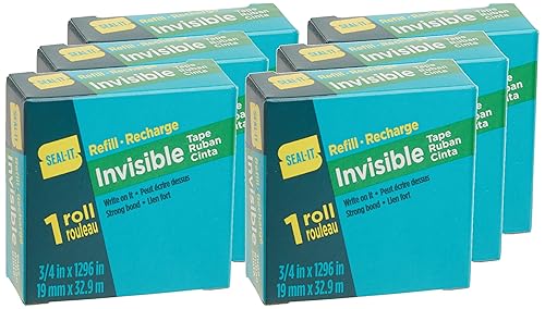 Invisible stationery tape refill rolls, 3/4 inch by 1296 inches, 12-pack