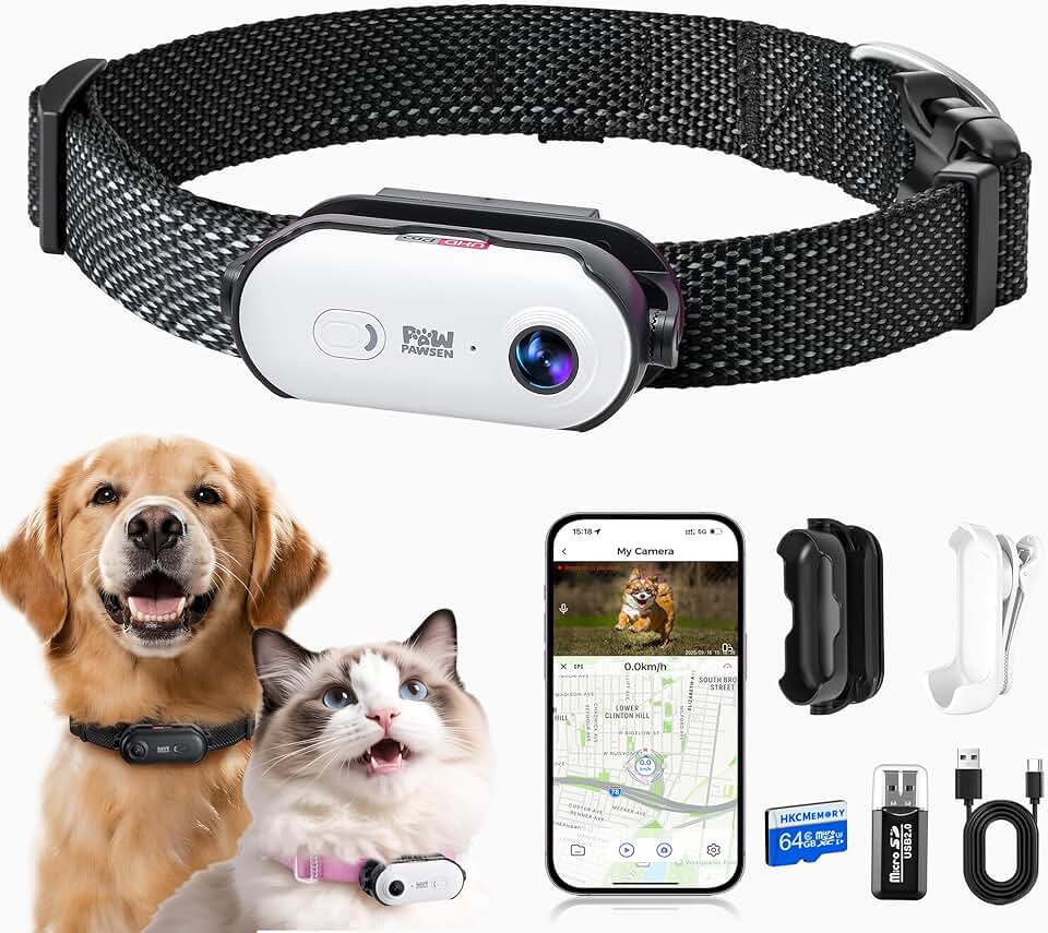 4K UHD Pet Camera Collar with Live View