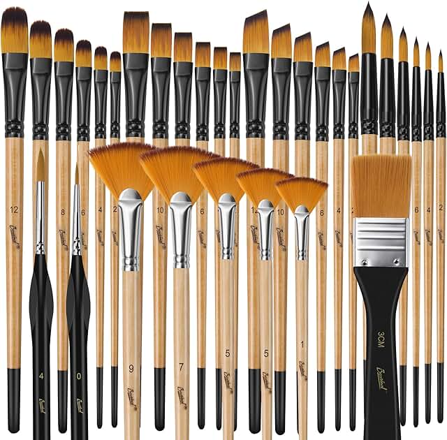 32-Piece Paint Brush Set for Artists and Beginners