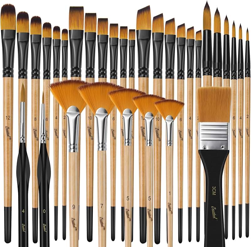 32-Piece Paint Brush Set for Artists and Beginners