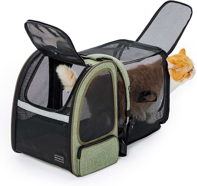 Expandable pet backpack for travel and hiking