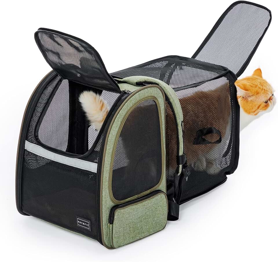 Expandable pet backpack for travel and hiking