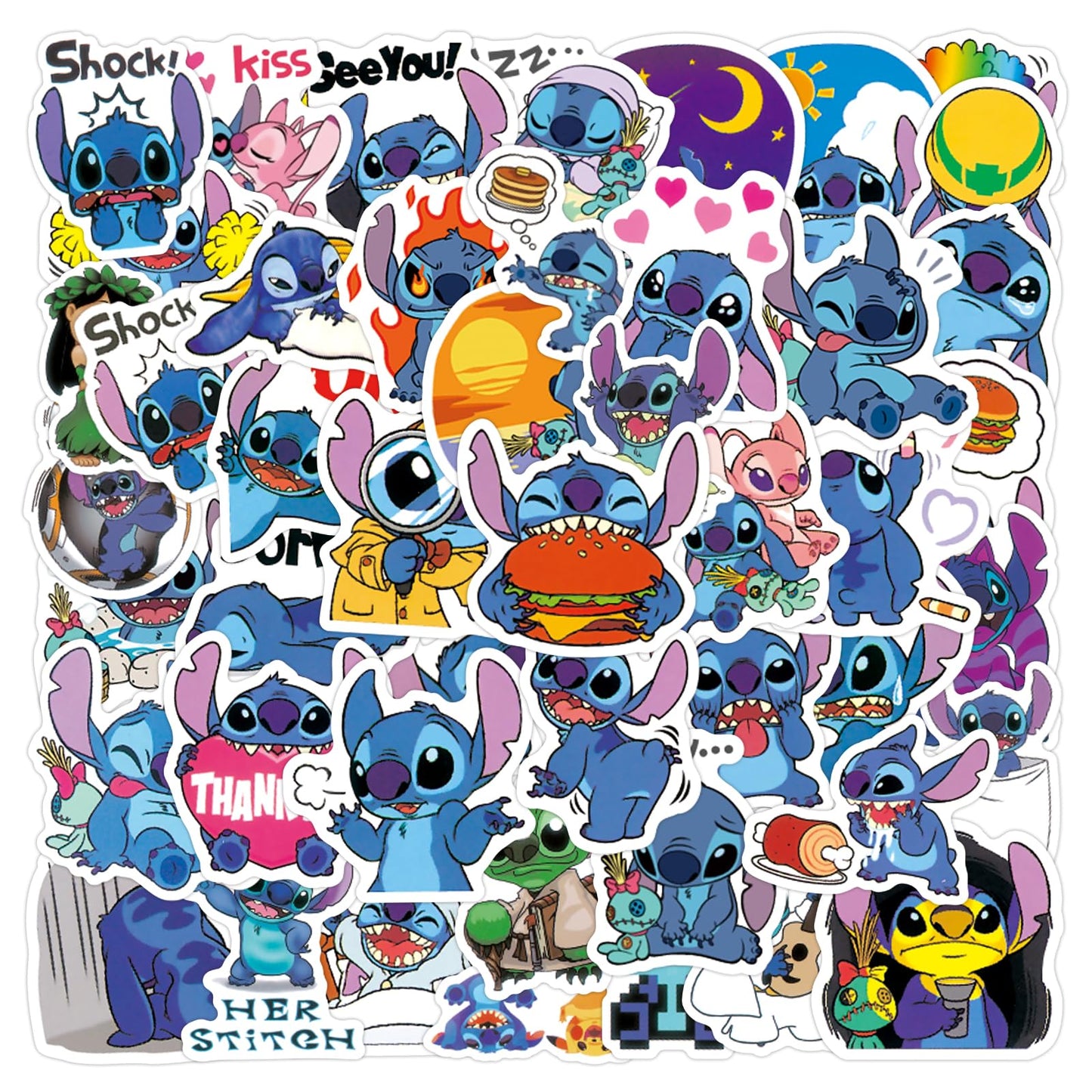 60 Cute Cartoon Stitch Stickers for Various Items