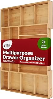 Bamboo Kitchen Drawer Organizer with 16 Slots