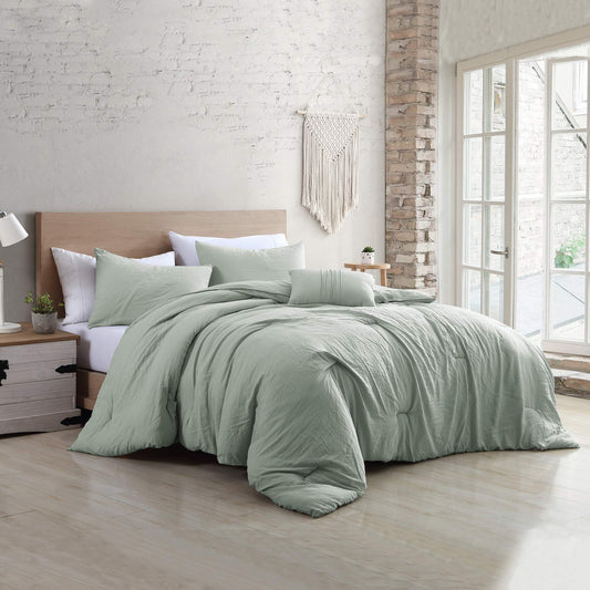 Comforter Set - Dow lternative Brushed Microfiber - Elegant All Season Bedspread Set - Includes Comforter, Shams, & Decorative Pillow - Lu ous Be ng - Queen, Spa