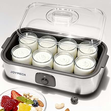 Yogurt Maker with 8 Glass Jars and One-Touch Control