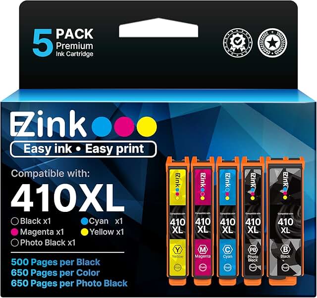 Remanufactured Ink Cartridges for Epson 410 Series, 5 Pack