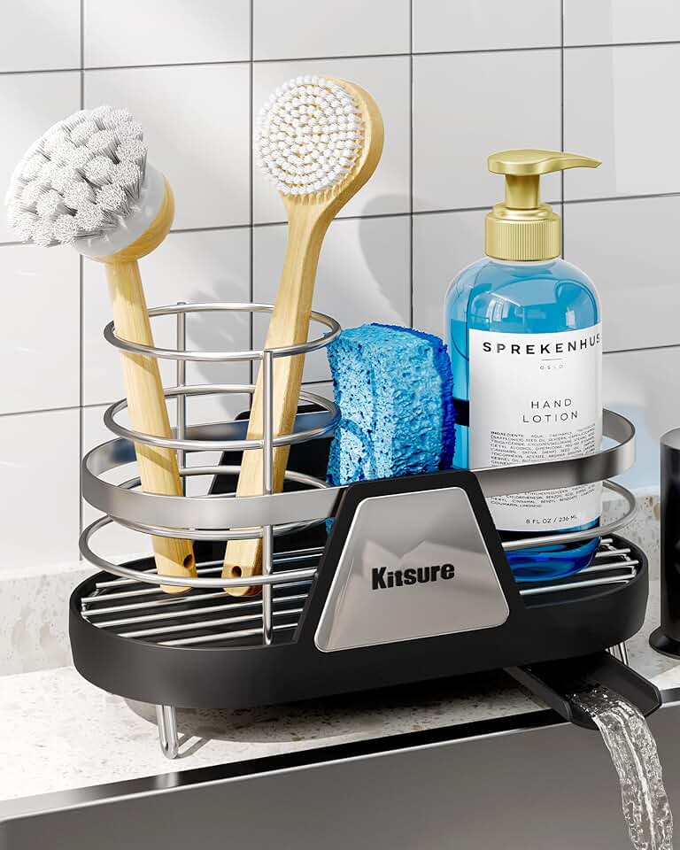 Space-Saving Kitchen Sink Caddy with Removable Brush Holder