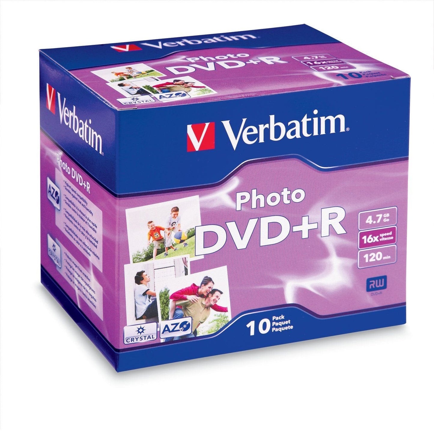 4.7GB up to 16x Photo Recordable Disc DVD+R, 10-Disc Jewel Case 95523
