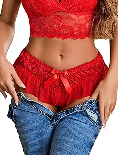 Floral Lace Bikini Panties with Bow, 1-4 Pack