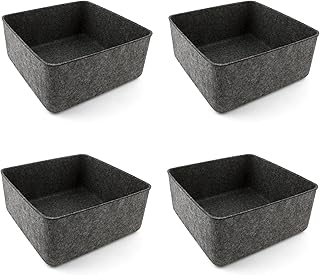 Set of four 9x9x4 inch felt storage bins