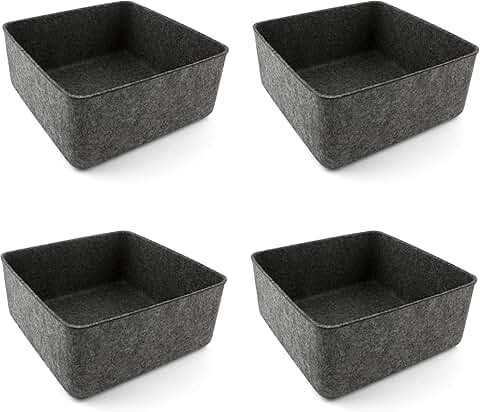 Set of four 9x9x4 inch felt storage bins
