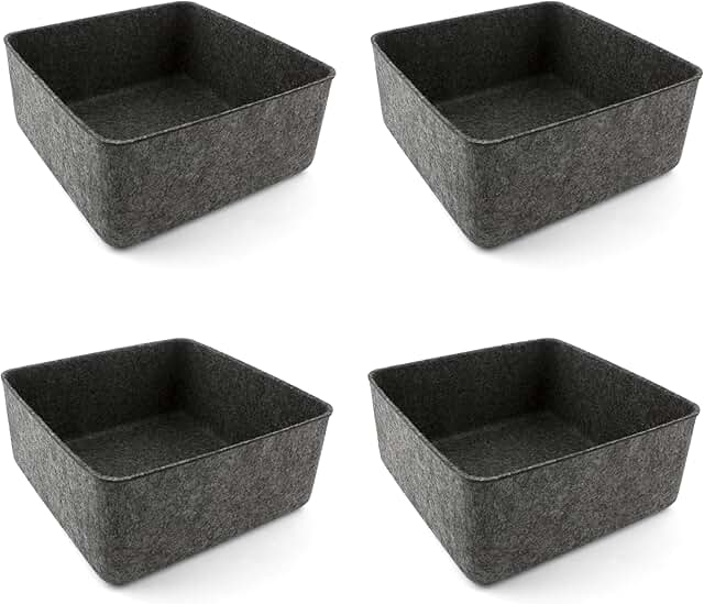Set of four 9x9x4 inch felt storage bins