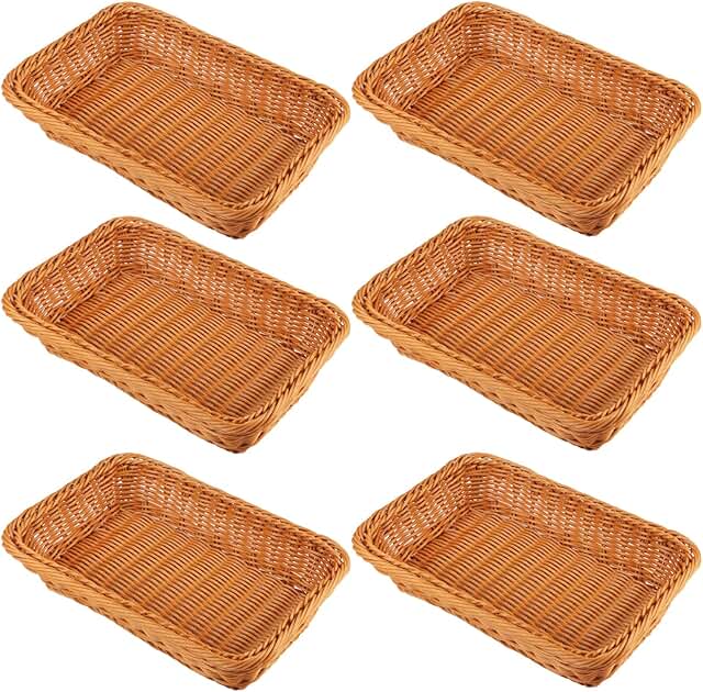 Set of 6 Large 12-Inch Wicker Storage Baskets