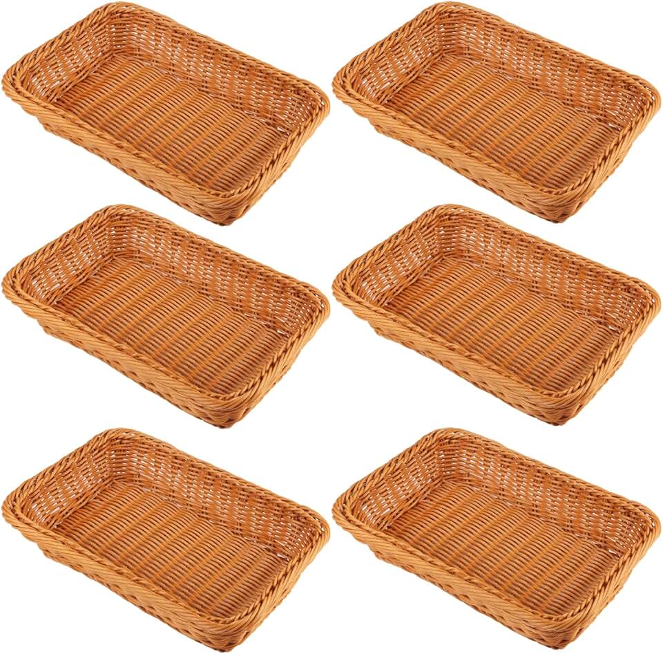Set of 6 Large 12-Inch Wicker Storage Baskets