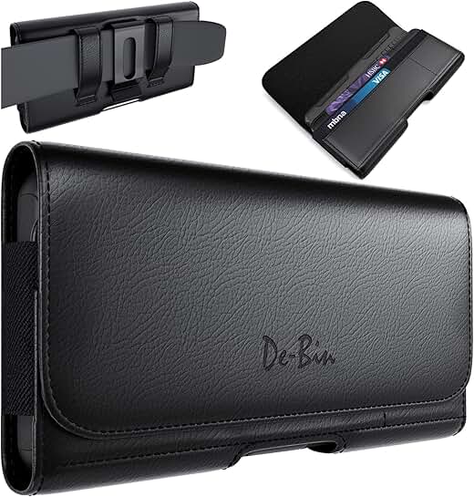 Universal Belt Holster for iPhone and Cellphone with Clip and Card Pouch