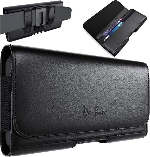 Universal Belt Holster for iPhone and Cellphone with Clip and Card Pouch