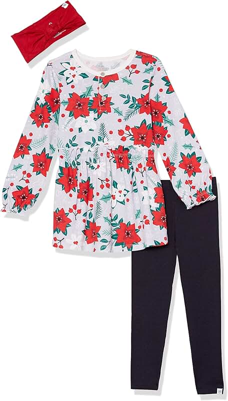 Baby Girl Long Sleeve Top, Leggings, and Headband Set
