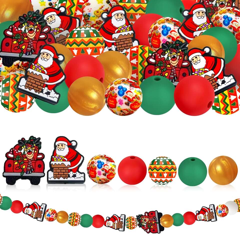 Christmas 59pcs Santa and Reindeer Beads for Crafts