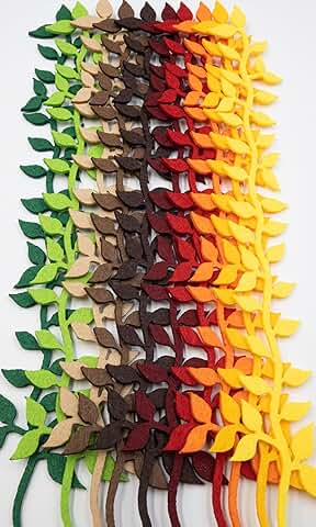 50pcs Mixed Color 2mm Felt Vine Leaves for DIY Crafts