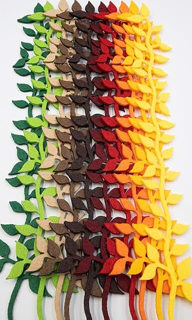 50pcs Mixed Color 2mm Felt Vine Leaves for DIY Crafts