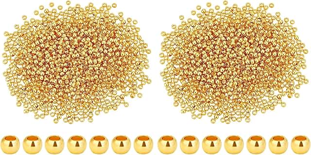 1000pcs 2mm Gold-Plated Brass Beads for Jewelry Making