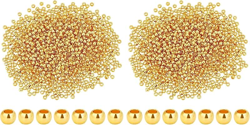 1000pcs 2mm Gold-Plated Brass Beads for Jewelry Making