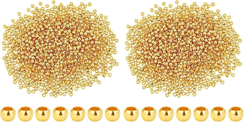 1000pcs 2mm Gold-Plated Brass Beads for Jewelry Making