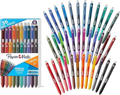 Assorted Gel Pens, Medium Point, 36 Pack