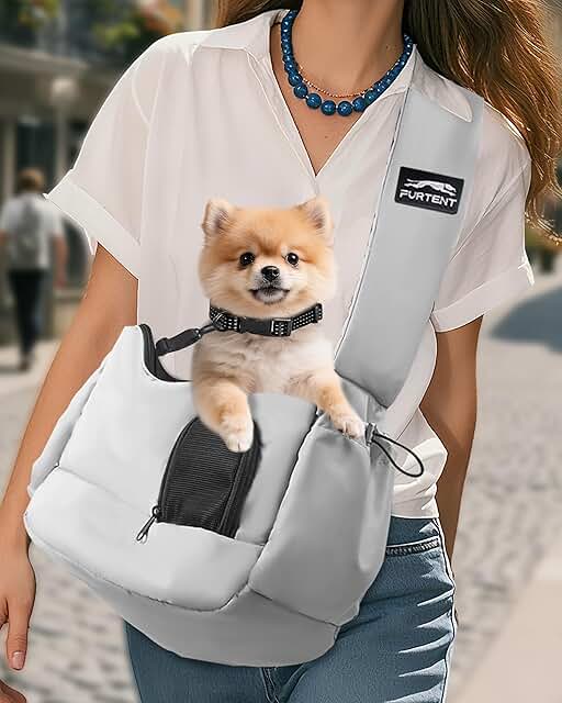 Dog and Cat Sling Carrier with Storage and Adjustable Strap