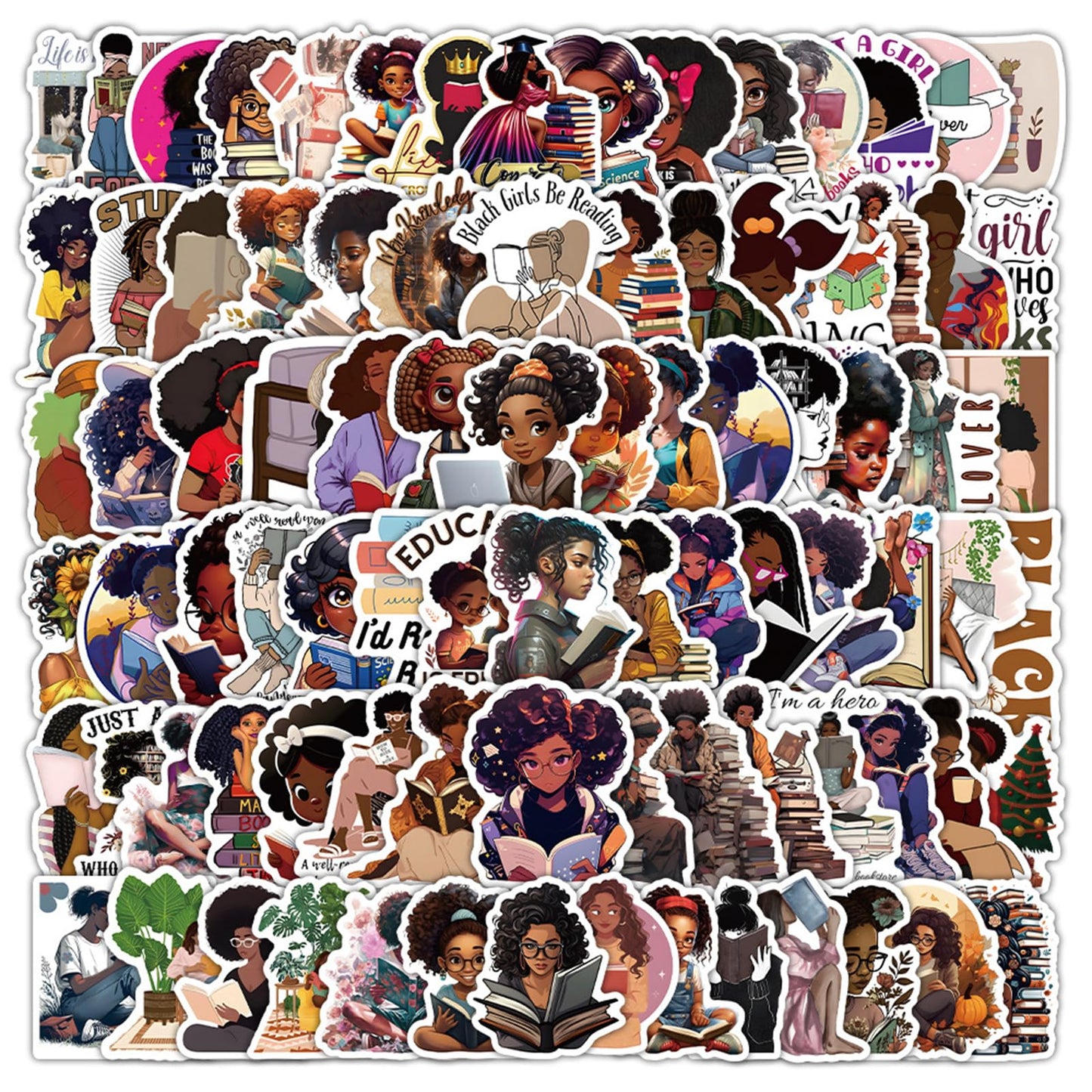 Black Girls Bookish Reading Stickers Set