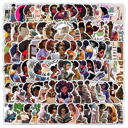 Black Girls Bookish Reading Stickers Set