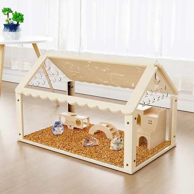 Wooden Hamster Cage with Acrylic Top