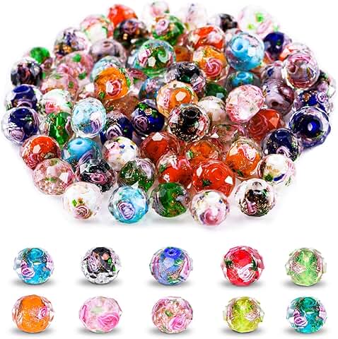 70pcs Mixed Color Glass Beads for Jewelry and Crafts