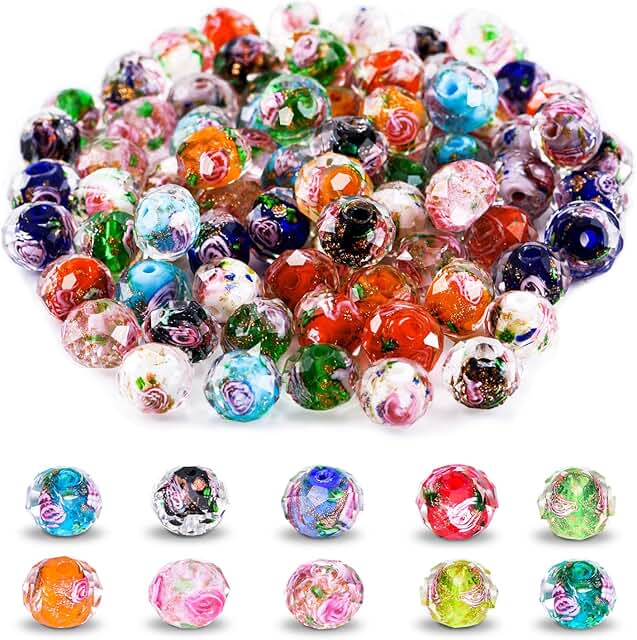 70pcs Mixed Color Glass Beads for Jewelry and Crafts