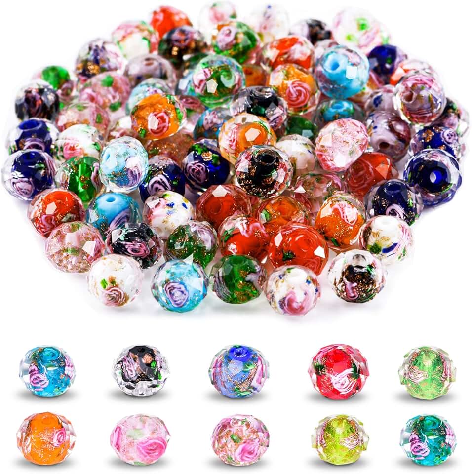 70pcs Mixed Color Glass Beads for Jewelry and Crafts