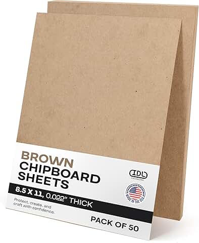 Pack of 50 8.5"x11" Brown Chipboard Sheets