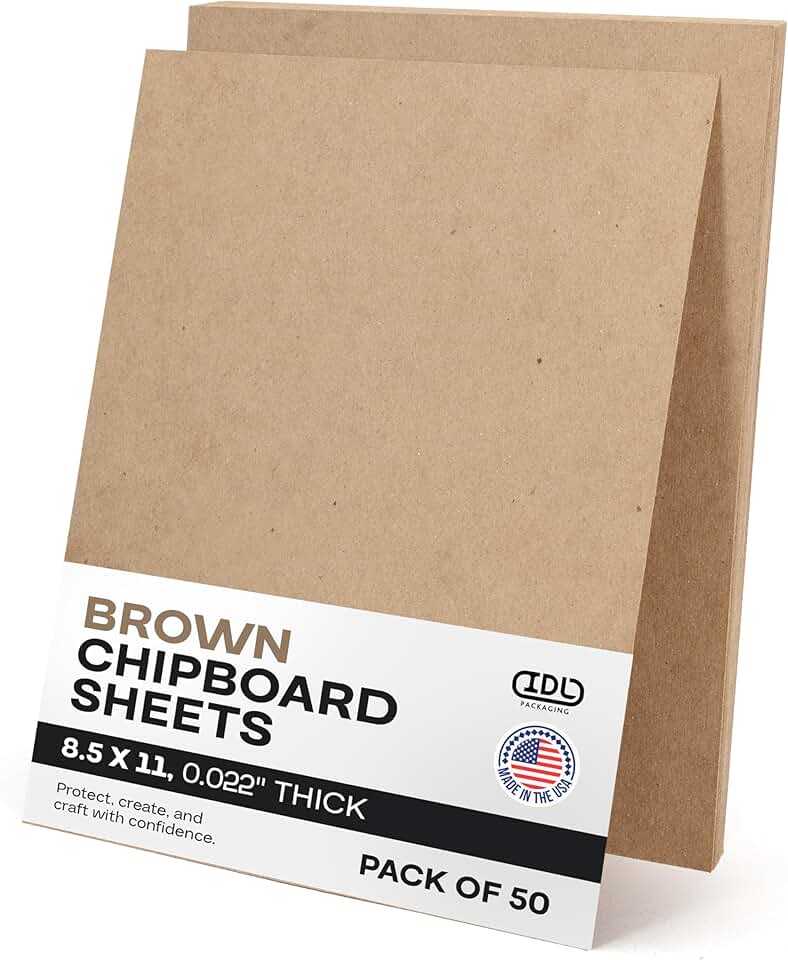 Pack of 50 8.5"x11" Brown Chipboard Sheets