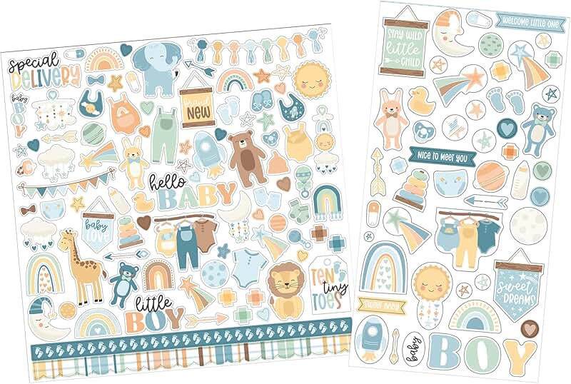 Baby Boy Scrapbook Stickers for Craft and Photos