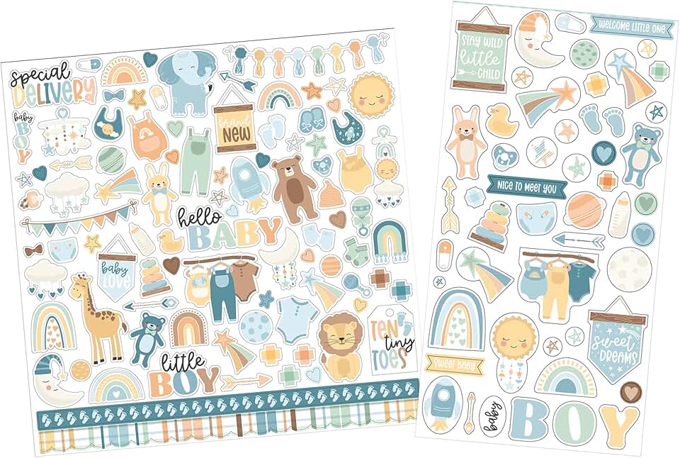 Baby Boy Scrapbook Stickers for Craft and Photos