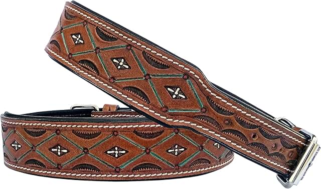 Heavy Duty Leather Dog Collar for Puppies and Large Dogs