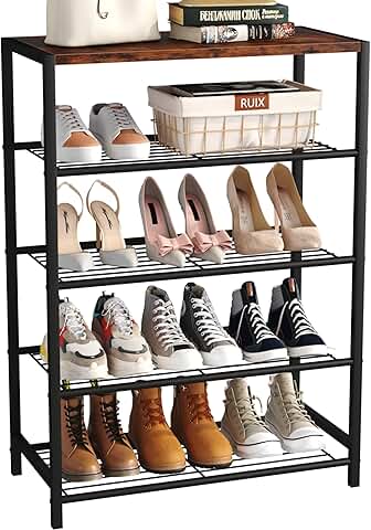 5-Tier Metal Shoe Storage Shelf for Closet and Entryway