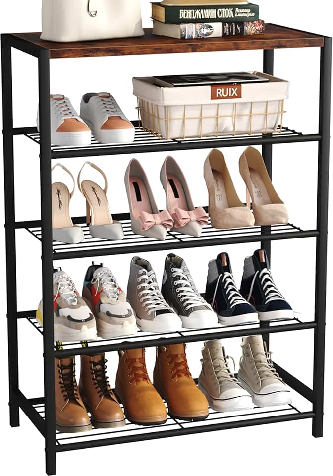 5-Tier Metal Shoe Storage Shelf for Closet and Entryway