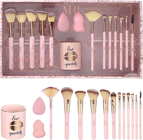 15-Piece Beauty Brush and Tool Set for Face and Eye